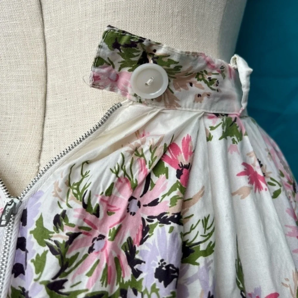Y2K Roxy Floral Midi Skirt Pink White Cottagecore Boho Size 00